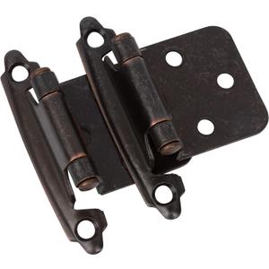 DecoBasics Oil Rubbed Bronze Cabinet Hinges for Kitchen Cabinets (25 Pair -50 Pcs) -1/2" Overlay (Variable) -Self Closing Kitchen Cabinet Hinges Flush Mount w/Silicon Bumpers & Upgraded Screws