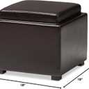 BAXTON STUDIO DARK BROWN TATE STORAGE OTTOMAN, 18"D x 18"W x 17"H