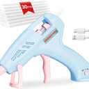 Cordless Hot Glue Gun, 20W Hot Glue Gun with 30PCS Premium Glue Sticks & 1m USB-C Cable, 2000mAh Built-in Battery Suitable for School Craft, Home Repair, DIY