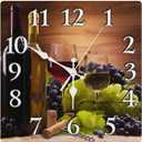 Britimes Square Wall Clock Silent Non-Ticking Battery Operated Clock 12 Inch, Glasses Red White Wine Grapes Home Decor for Living Room, Kitchen, Bedroom, and Office