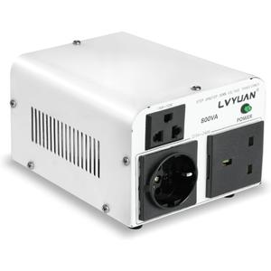 LVYUAN 800W Voltage Transformer Step Up 110V to 220V, Step Down 220V to 110V Voltage Converter with US, UK & European Power Cords (800W-3 Plugs)