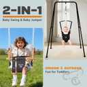2-in-1 Baby Jumper & Swing - Foldable Stand, Stable Toddler Swing Set for Indoor & Outdoor Use (Black)