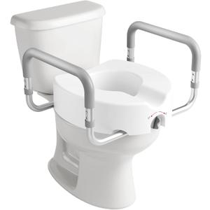 HOMLAND Raised Toilet Seat with Handles, Handicap Toilet Seat Risers for Seniors, Elevated Toilet Seat Fits Most Elongated & Standard Toilet, Gray