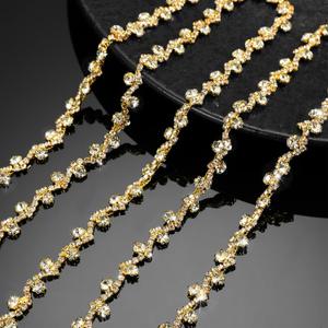 Bling Rhinestone Trim Crystal Chain Applique Rhinestone Applique Sewing Embellishments for DIY Dress Clothing Wedding Crafts Bridal Jewelry, 0.39 Inch Wide