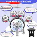 Kids Drum Set for Toddlers 13, Light-Up 5pcs Beginner Drum Set with Stool & Cymbal, Musical Drums Toy for Boys Girls Ages 25 Birthday Christmas New Year Valentines Day Gifts (Medium)