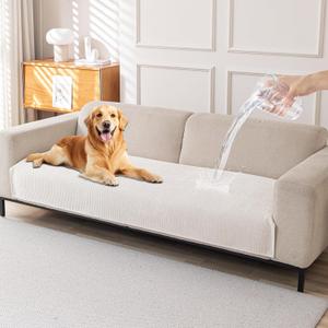 HAOMAIJIA Pet Couch Covers for Sofa Waterproof Couch Cover for Dogs Chenille Non Slip Sofa Covers Washable for Cushion Couch Furniture Protector (Cream White, 36.5" X 95" 1 Pack)