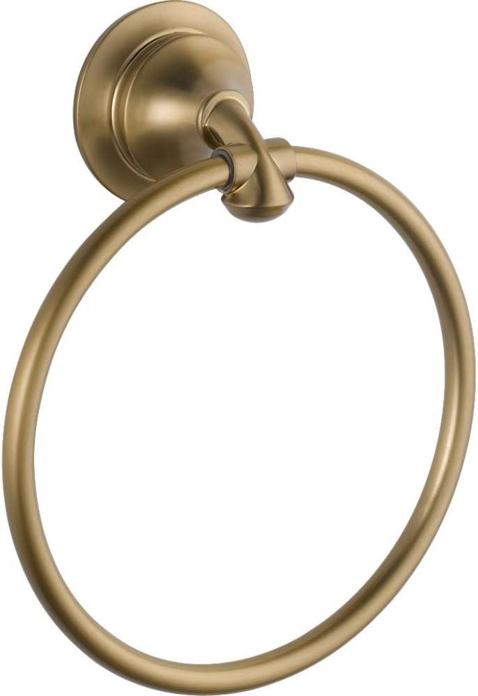 Delta Linden (1-Pack) Hand Towel Holder Champagne Bronze Towel Racks for Bathroom Wall Round Towel Ring Holder for Bath Towel Hanger for Kitchen, Bathroom Accessories 79446-CZ