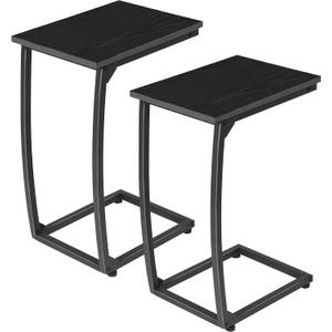 C-Shaped End-Table Set of 2 - Side Table for Couch,Curved Support Legs, Slide Under Couch Table for Sofa, TV Tray Table for Living Room Bedroom(Black)
