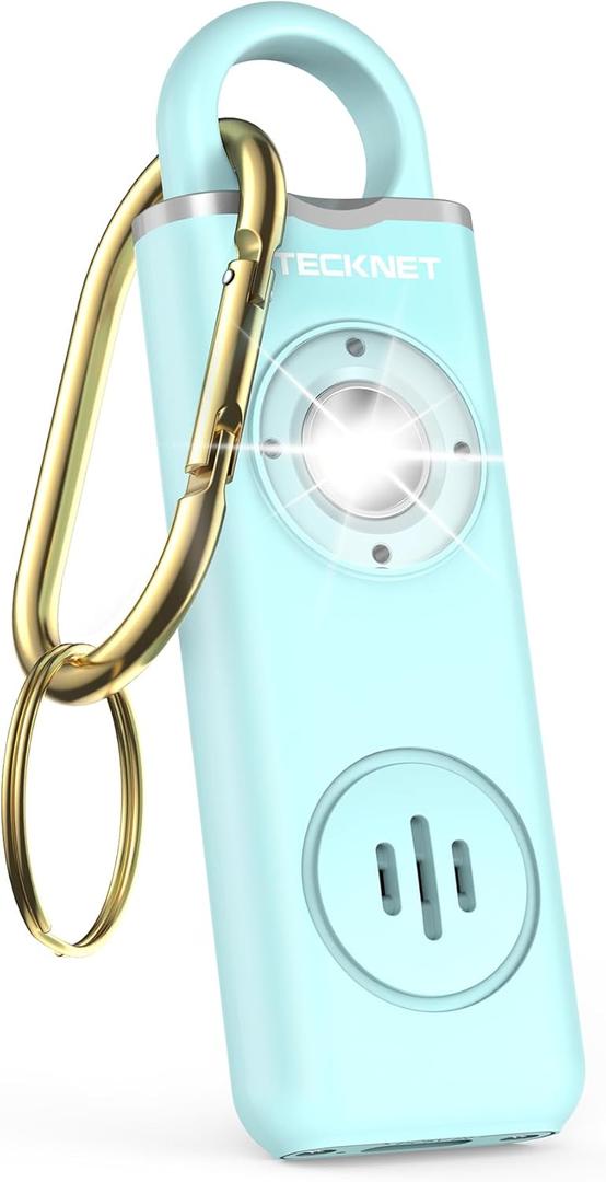 TECKNET Rechargeable Personal Safety Alarm for Women, 130dB Self Defense Keychain Alarm with SOS Strobe Light, Low Battery Notice, Personal Alarm Loud Siren Safety Keychain for Girls Kids Elderly (Blue)