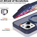 Compatible with iPhone 13/14 Case with 360° Rotatable Magnetic Ring Stand [Compatible with Mag-Safe] Translucent Shockproof Protective Phone Case for Women Men, Deep Blue