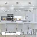LED Chandelier Modern Pendant Light Fixture 2 Pack Simple Irregular Streamline Ring Light Nickel with 4500K and 59" Height Adjustable Hanging Lamp for Kitchen Island Hallway Foyer Corridor, 12 Inch
