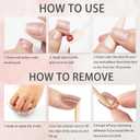 2 x Flower Press on Nails French Tip Fake Nails Short Almond Glue on Nails Cute Floral Acrylic Nails Nude Pink False Nails with Design Spring and Summer Nails Press on Full Cover Stick on Nails for Women