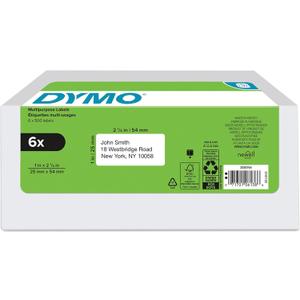 DYMO Authentic LW Multi-Purpose Labels for LabelWriter Label Printers, White, 1" x 2-1/8", 6 rolls of 500 (3000 Total)