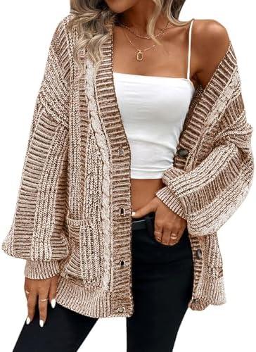 Pink Queen Women's 2025 Fall Winter Oversized Cardigan Sweater Long Sleeve Cable Knit Outerwear Coat.XL