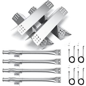 Hisencn Grill Replacement for Home Depot Nexgrill 720-0830H, 720-0830D, 720-0783E, 720-0888, BHG 720-0783H Gas Grill Pipe Burner and Stainless Steel Heat Plates Tent Shield Replacement Kit