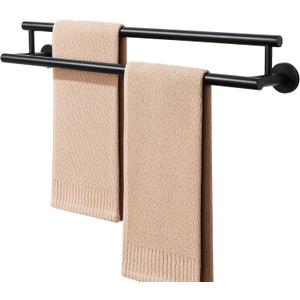 Alise Double Towel Bar Black,24" Towel Racks for Bathroom Wall Mounted,Bathroom Towel Rack SUS304 Stainless Steel Bathroom Towel Holder Quick Drying Hand Towel Holder Towel Bar for Walls