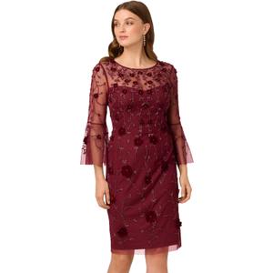 Adrianna Papell Women's Bead Velvet Sheath Dress Size 6 (Red)
