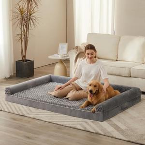 BFPETHOME Human Dog Bed for Adult, Orthopedic Human Size Dog Bed for Adult & Kids, Big Waterproof Adult Dog Bed for Humans with Removable Washable Cover, Grey