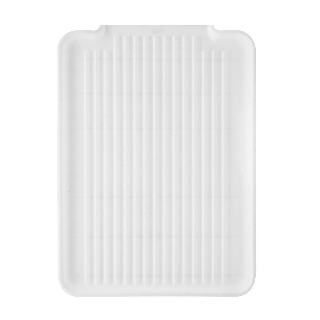 Oggi Dish Drain Board and Drying Rack Tray for Kitchen Counter, Plastic Drainboard with Raised Ridges, 12.75 x 17.25 inches - White