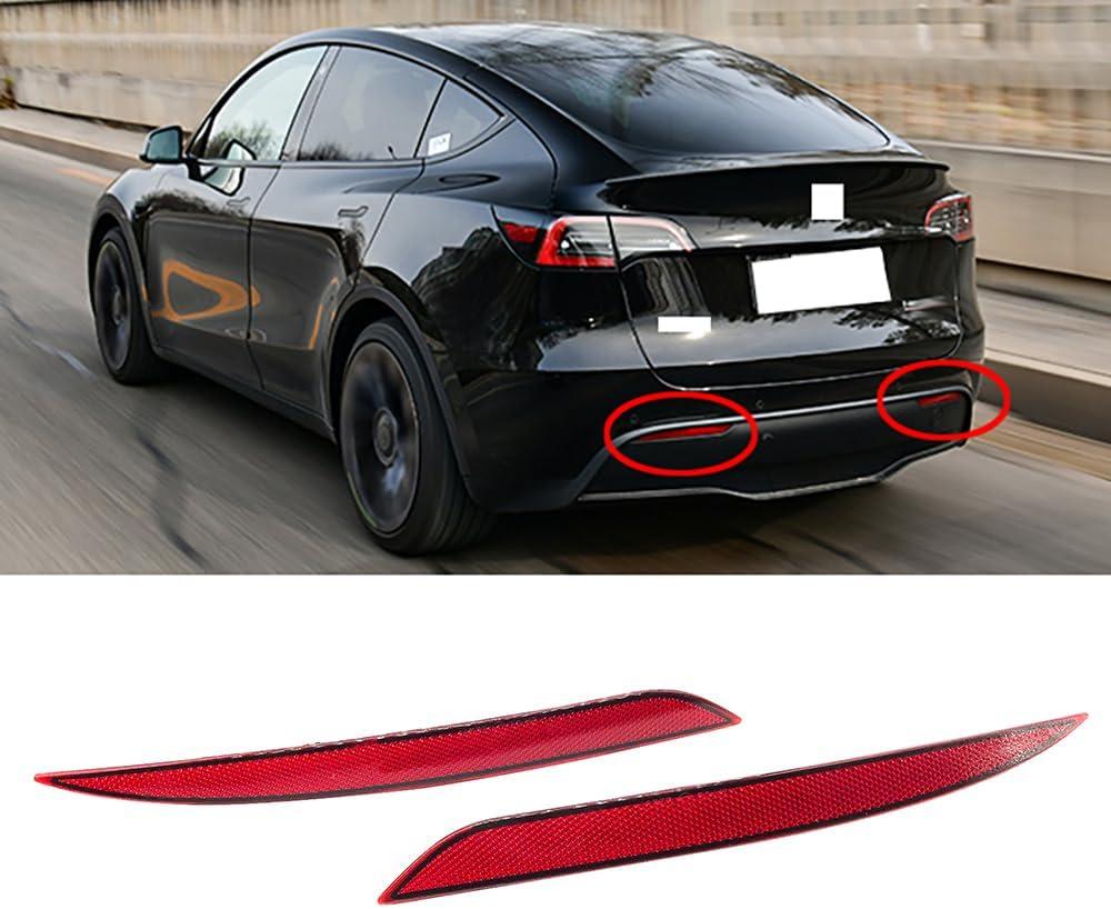 Replacement Tesla Model Y Reflector Rear Bumper Red Marker Lights Lens Trim 2020-2021 (Left & Right) (Tesla Model Y 2020 2021)