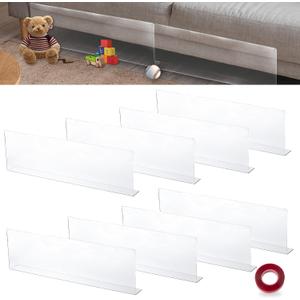8 Pcs Clear Under Couch Blockers with Adhesive 15.8" L x 4.7" H Each,Adjustable Sofa Gap Bumper Under Bed Blocker for Pets Toy Blockers for Furniture,Stop Things from Going Under Sofa Bed