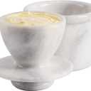 Marble Butter Keeper 4.25'' Inches White Handmade French Butter Holder For Kitchen Counter Decor Ideal Butter Crock For Counter With Water & Butter Crock For Kitchen