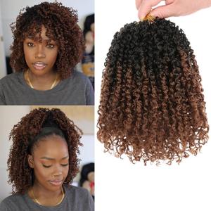 COOKOO 8 Packs Pre Looped Ombre Brown Yanky Twist Crochet hair 30 Strands/PCS 10 Inch Pre Twisted Mini Yanky Twists Hair for Women Fluffy Crochet Curly Spring Twist Hair with Curly Ends 1B/30#