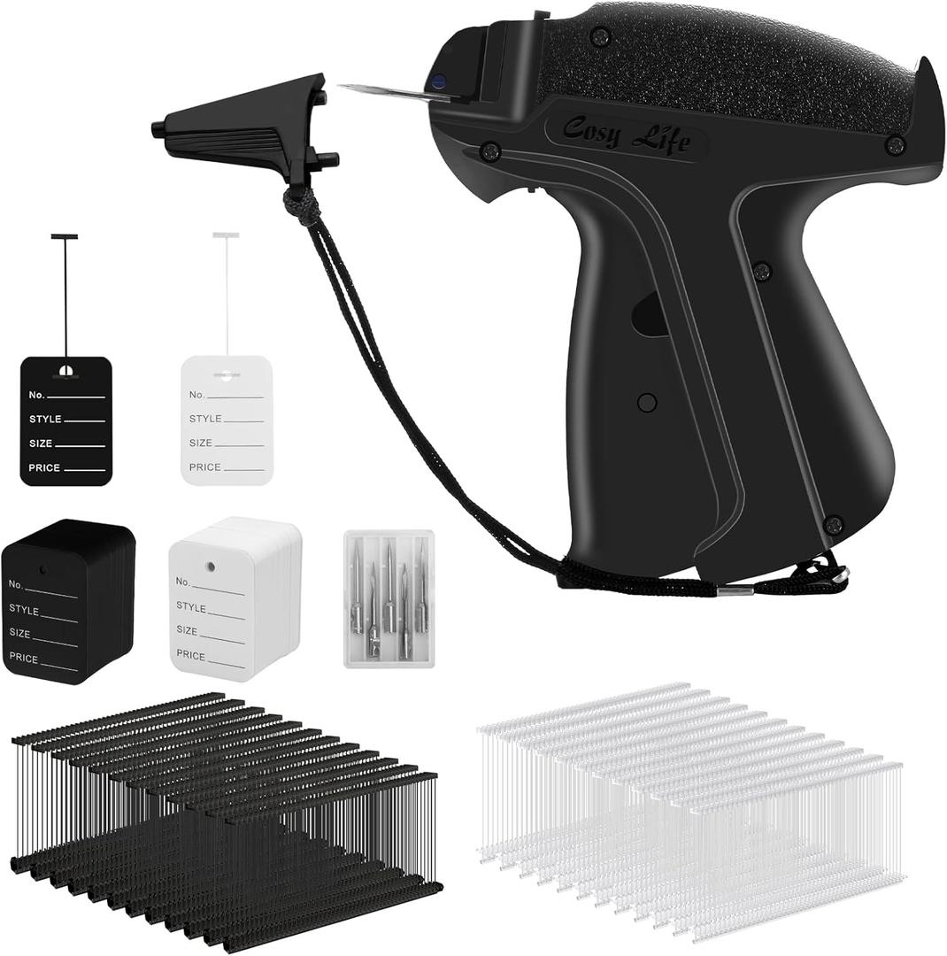 Tagging Gun for Clothing, 2206 Pcs Price Tagging Gun Kit with 6 Steel Needles, 2000 pcs 2" Black and White Barbs Fasteners & 200 Labels, Clothing Tag Gun for Clothes Retail Garage Yard Sale