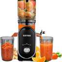 SUSTEAS Cold Press Juicer, 300W, 5.3" Large Feed Chute, 1.5L Capacity, Automatic Feeding, High Yield, Easy to Clean, Ideal for Whole Fruits & Vegetables, Black