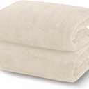 TENSTARS Silk Hemming Bath Towels for Bathroom Clearance - 27 x 55 inches - Light Thin Quick Drying - Soft Microfiber Absorbent Towel for Bath Fitness, Sports, Yoga, Travel, Gym - 2 Pack, Cream