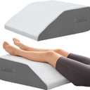 10" Leg Elevation Pillows Memory Foam Leg Support Bed Wedge Pillow Leg Elevated for Sleeping, Leg Pillows Good for Back& Knee& Hip& Ankles (Flat Top 10 inch Height, White-grey)