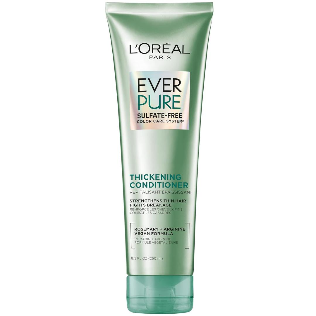 L'Oreal Paris Thickening Sulfate Free Conditioner, Thickens + Strengthens Thin, Fragile Hair, Hair Care with Rosemary Leaf, EverPure, 8.5 Fl Oz 