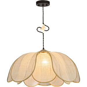 Boho Light Fixture, 24" Hand Woven Rattan Chandelier, Boho Chandelier with Brass Cat Hook for Dining Room, Living Room, Kitchen, Bedroom and Restaurant