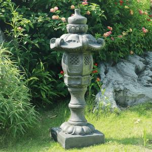 ZOEJADE Large Pagoda Lantern Garden Statue 37" H Zen Asian Decor for Oriental Landscape Patio Lawn Yard Pond Asia Decoration Outdoor Indoor Meditation Resin Gifts