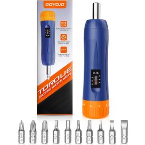 GOYOJO Torque Screwdriver 10-60 in-lb, 1/4 Drive Adjustable Torque Screwdriver Set with S2 Bits for Maintenance, Tools, Bike Repair and Mounting, Gift for Men