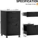 3-Drawers File Cabinet with Lock, Filing Cabinet for Home Office