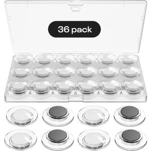 Optomni Clear Fridge Magnets, 36Pack Transparent Round Magnets for Refrigerator, Office & Classroom – Small Whiteboard Accessories for Dry Erase Boards