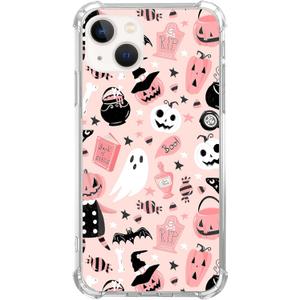 Hagkou Pink Halloween Pumpkin Ghost Case Compatible with iPhone 13, Witchy Pumpkin Halloween Boo Cover for iPhone 13, Cool Cute TPU Bumper Phone Case Cover for iPhone 13
