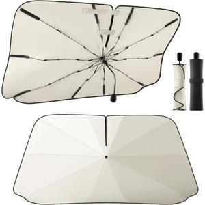 2025 Car Windshield Sun Shade Umbrella, 57"*33", Foldable Sun Shade for Car Windshield Umbrella, UPF 50+ and Heat Protection, Nano Cold Titanium Ice Silk Fabric. Universal Portable
