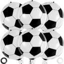 6 Pcs Soccer Balloons, 22 Inch Foil Mylar Soccer Balloon Large Round Sphere Balloons for Soccers Sports Themed Birthday Party Decorations Supplies (Soccer 6 Pcs)