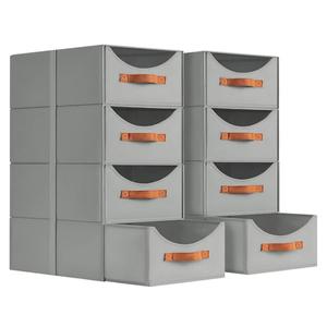 Homsorout Stackable Storage Drawers - Large Collapsible Storage Bins with Drawers, 8 Pack Closet Shelf Organizer Basket, Fabric Pull Out Organizer for Bedroom, Living Room, Dorm, Grey