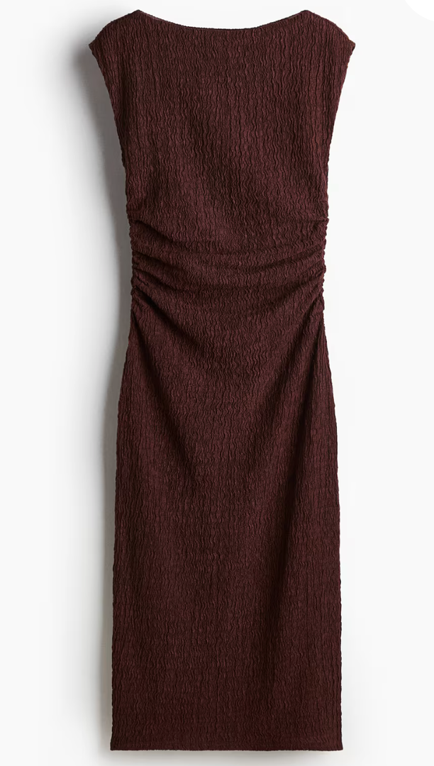 Draped Bodycon Dress Brown M