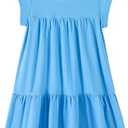 Youwon Girls Dress Short Sleeve Solid Color Tunic A-Line Tiered Swing Dress 130