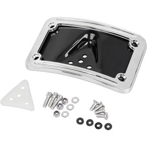 Aluminum Curved Laydown License Plate Mount Bracket w/Frame Fit for Harley 3 Hole Dyna Fat Bob FXDF 1991-2017 Electra Glide FLH 1973-1984 Sportster 1200/883 XL 1973-2023