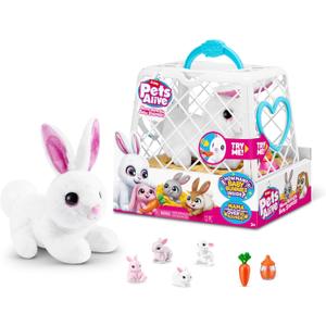 Pets Alive Mama Bunny & Baby Surprise by ZURU, Electronic Robotic Realistic Soft Bunny Plush Animal Surprise Toy for Kids