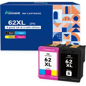 62XL Ink Cartridges Black and Color Replacement for HP 62 62XL Ink Cartridge Combo Pack for Envy 7640 7645 5660 5665 5642 5540 OfficeJet 8045 8040 5746 5745 250 200 Printer