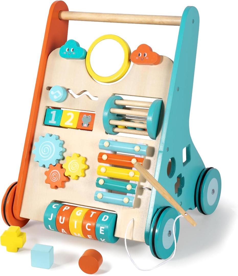 BAUTIA Wooden Baby Walker, Montessori Walker for Babies 6-12 Months, Push Walking Toys for 1 Year Old Learning to Walk