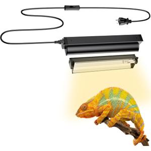 T5 UVB Reptile Lighting Combo Kit, Reptile Light Fixture with UVB 10.0 Fluorescent Tube, 8W UVA UVB Reptile Light Bulb for Lizard, Bearded Dragon, Tortoise