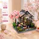 DIY Miniature House Kit, DIY Book Nook with LED Light | 3D Puzzles for Adults and Teens, Building Kits for Bookshelf Decor, Creative Gift for Craft Lovers | Sakura Greenhouse, Standard Book Nook Size
