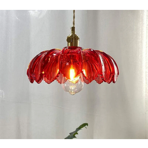 Vintage Red Lotus Flower Glass Ceiling Pendant Light